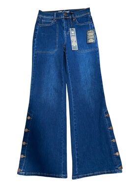 DG2 by Diane Gilman Wide Leg Denim Jean New Classic Stretch Side Snaps Sz 4 New